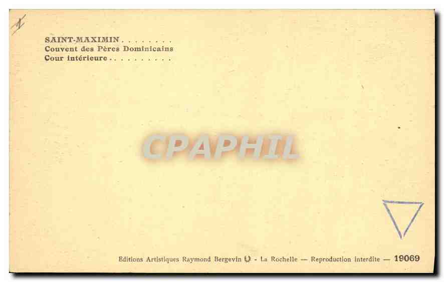 CPA Saint Maximin Couvent des Peres Dominicains Cour interieure  — Verso