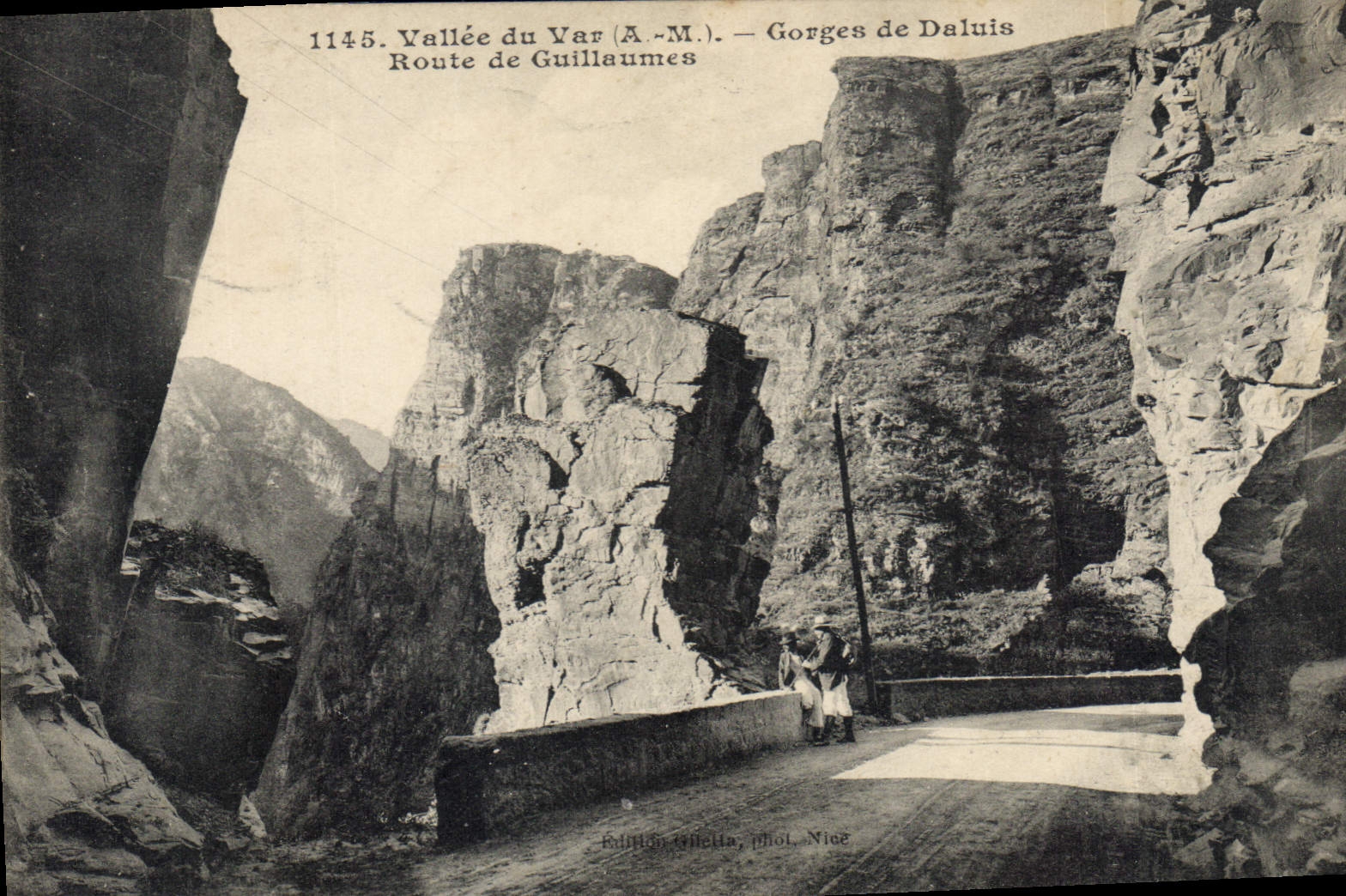 Gorges de Daluis — Route de Guillaumes — Vallée du Var — Éditeur GILBERTA, Nice, n° 1145