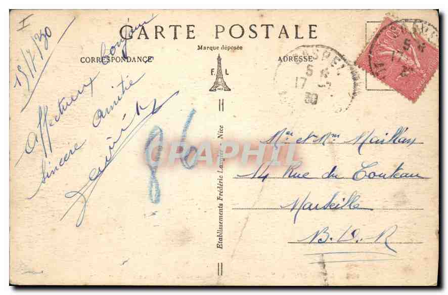 Castillon (A.-M.) — Les Lacets de la Route de Menton à Sospel — FL. — Verso