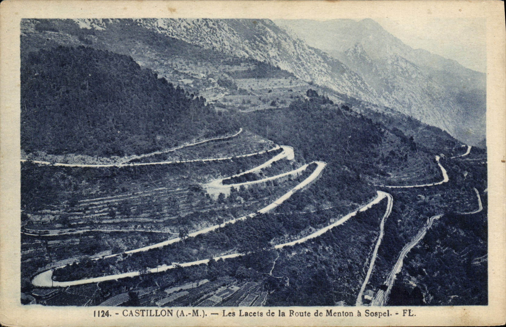 Les Lacets de la Route de Menton à Sospel — Castillon (A.-M.) — n° 1124 — FL.