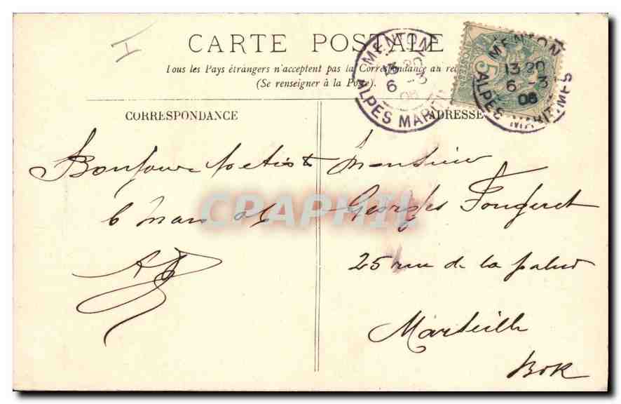 CPA Le Car Martin Les Rochers  — Rückseite