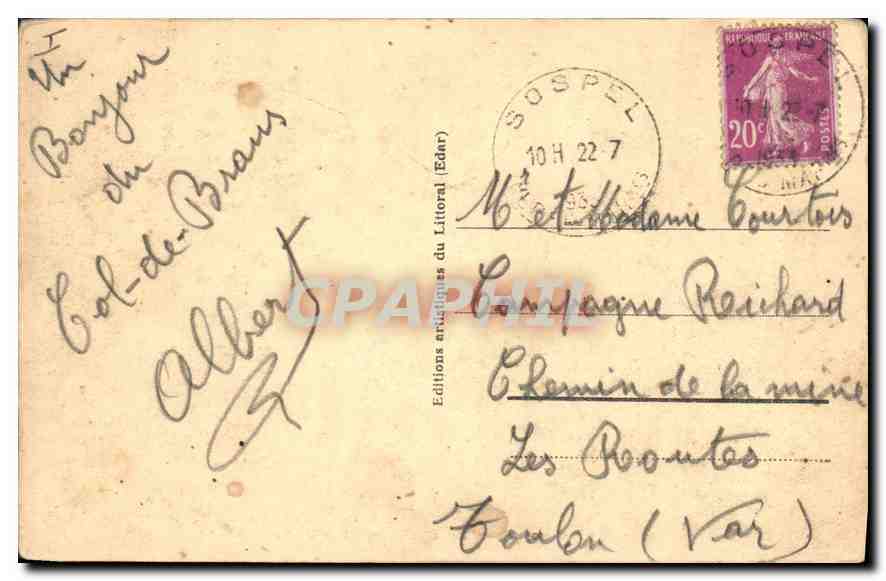 CPA Col de Braus A M Les Lacets  — Verso