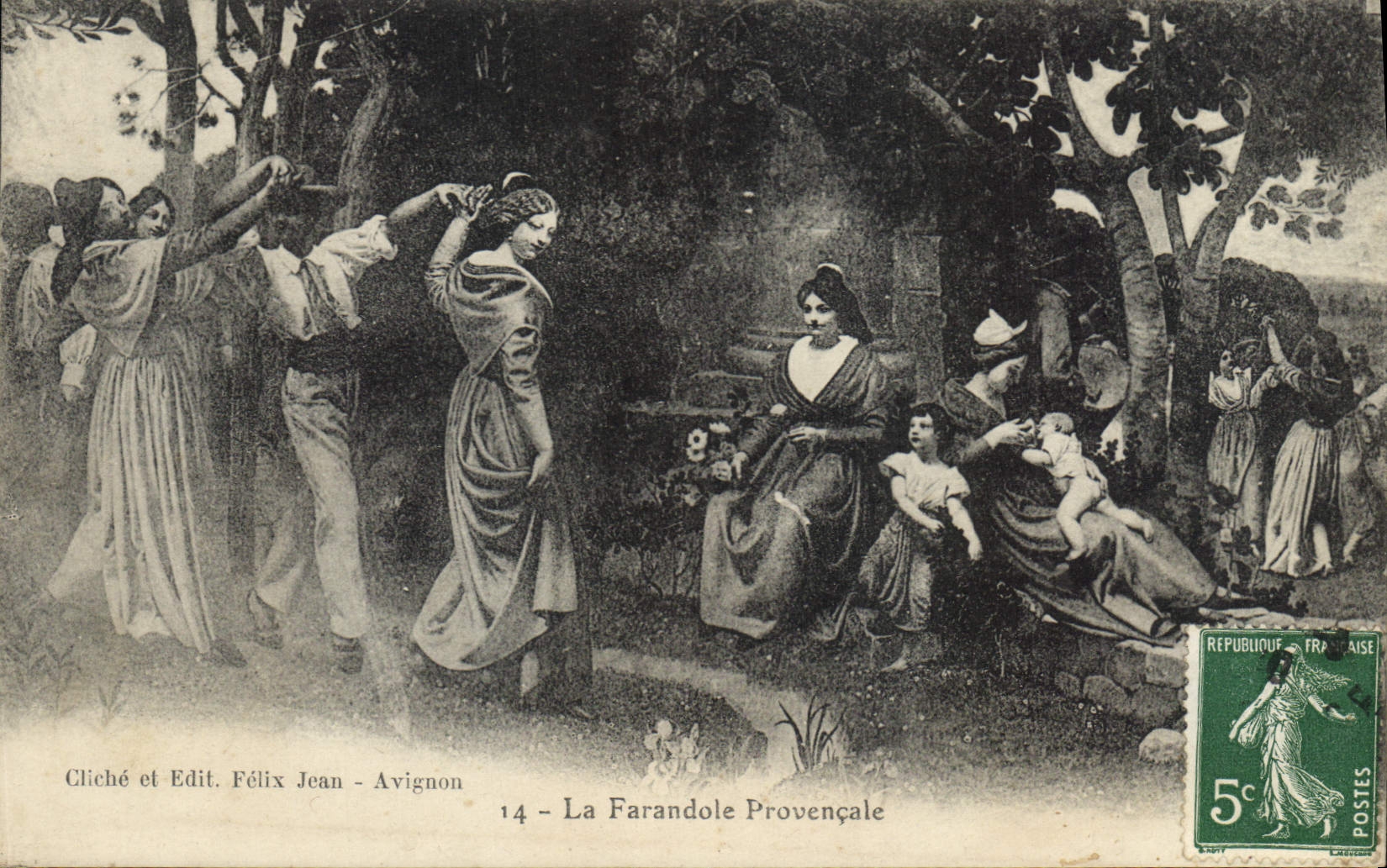 La Farandole Provençale — Sujet : danse provençale — Cliché et Edit. Félix Jean - Avignon, n°14