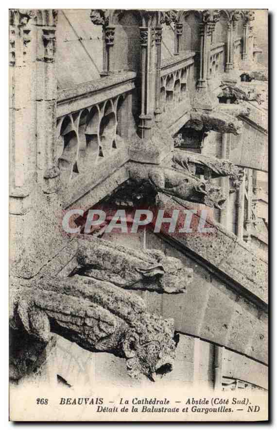 CPA Beauvais La Cathedrale Abside Cote Sud Detail de la Balustrade et Gargouilles 