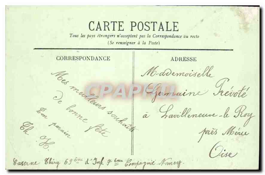 CPA Nancy Place Carriere Le Palais du Gouvernement l'Eglise Saint Epvre  — Rückseite