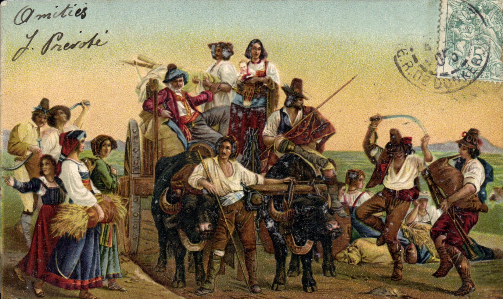 Arrivée des moissonneurs dans les marais Pontins — Éditeur Leopold Robert, n°882