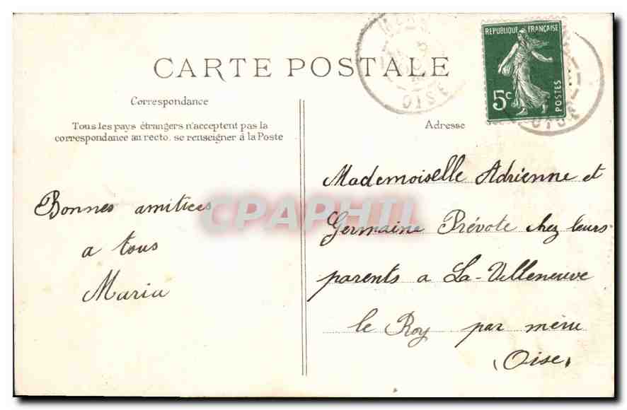 CPA Une Pensee de Paris  — Rückseite