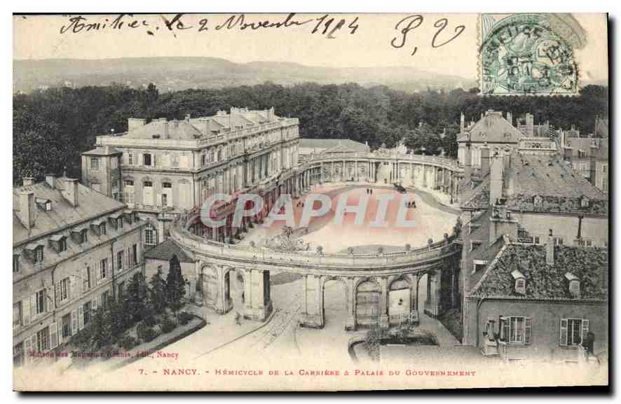 Nancy - Hémicycle de la Carrière & Palais du Gouvernement — éditeur Adrien, n°7
