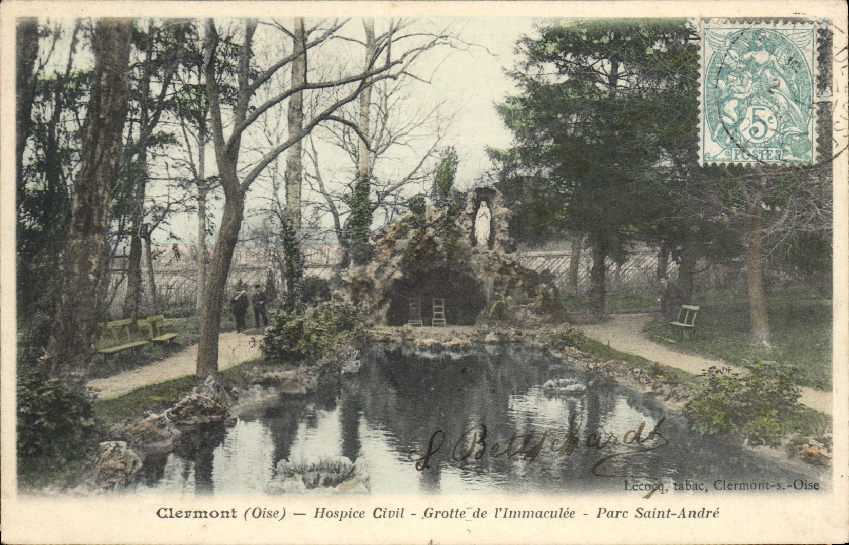 Clermont (Oise) — Hospice Civil — Grotte de l'Immaculée — Parc Saint-André — Lécocq, tabac, Clermont-s-Oise