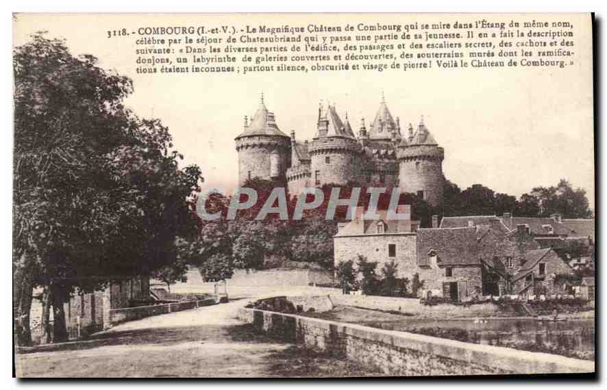 Château de Combourg (Il-et-V.) — Vue du château au bord de l'étang — éditeur Laurent-S.-F. & F. n°3118