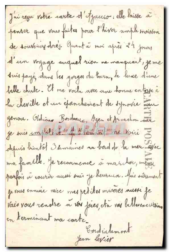 CPA La Bernerie Rochers de la Boutinardiere  — Rückseite