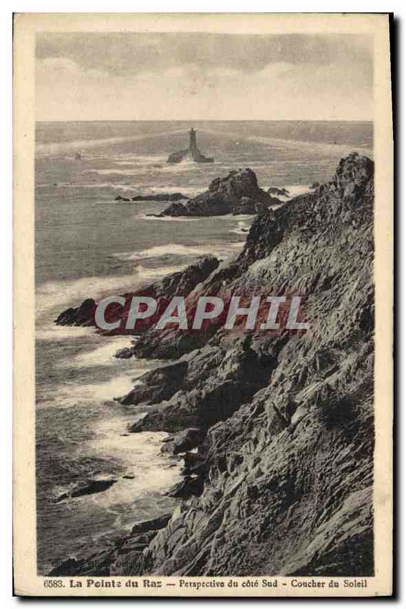 CPA La Pointe du Raz Perspective du cote Sud Coucher du Soteil 