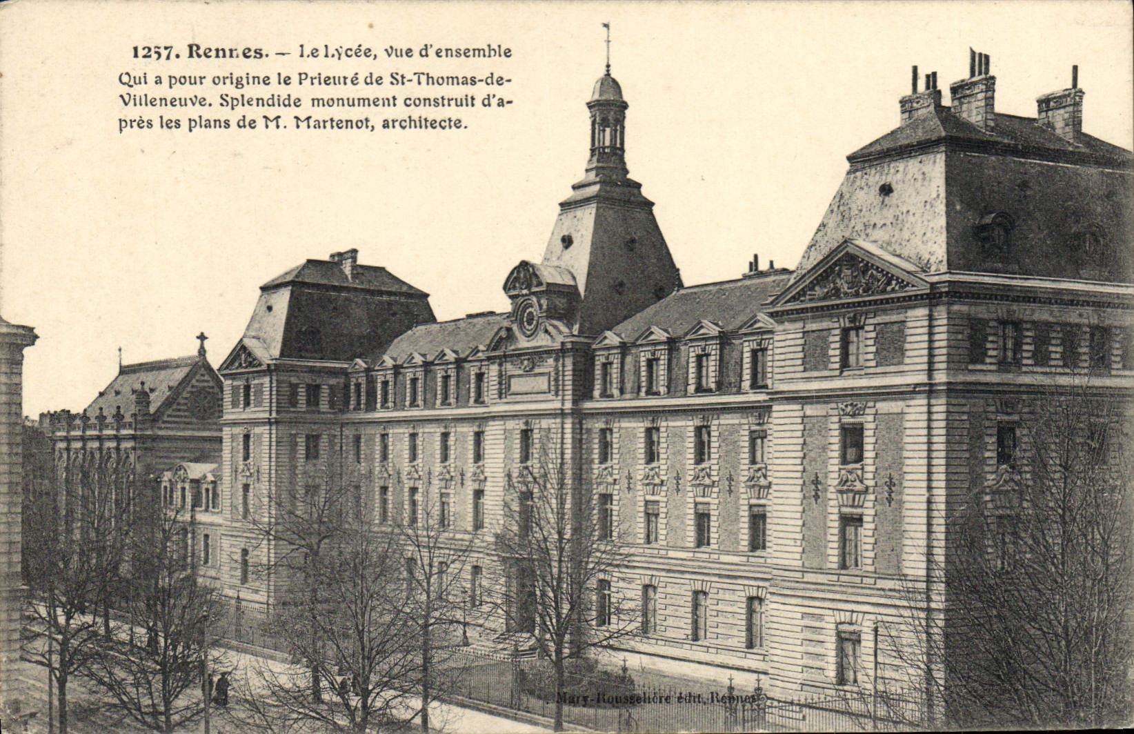 Rennes — Lycée, vue d'ensemble — Mars Housselière édit. Rennes