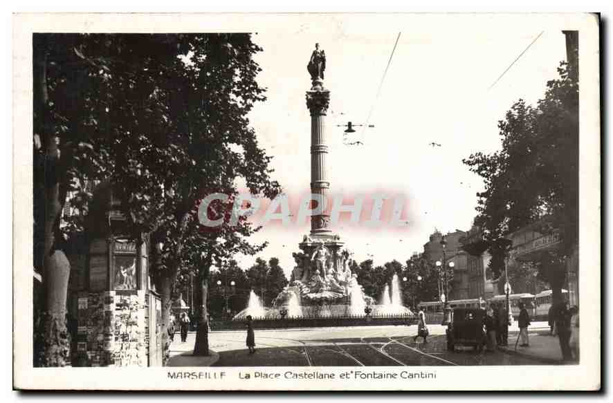 CPA Marseille La Place Castellane et'Fontaine Cantini 