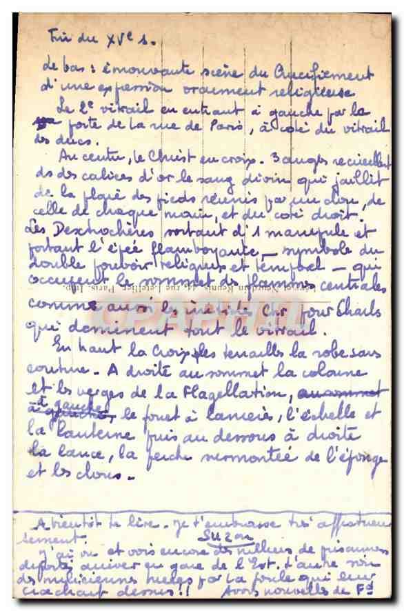CPA Moulins Vitrail du Crucifiement  — Verso