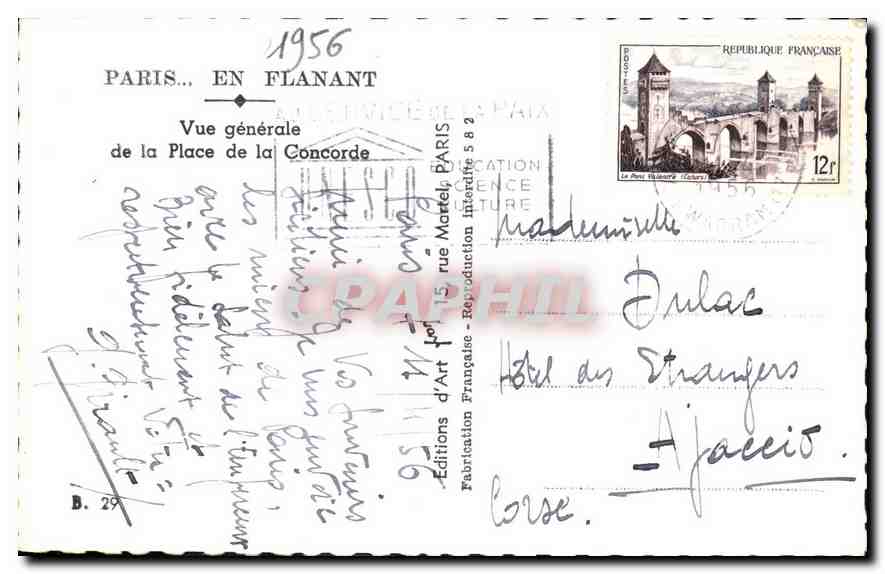 CPA Vue generale de la Place de la Concorde  — Verso