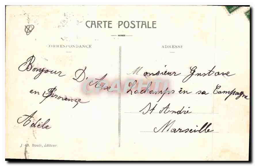Aix-en-Provence — Grande Fontaine de la Rotonde — J.-B. Bouis, uitgever — Achterkant