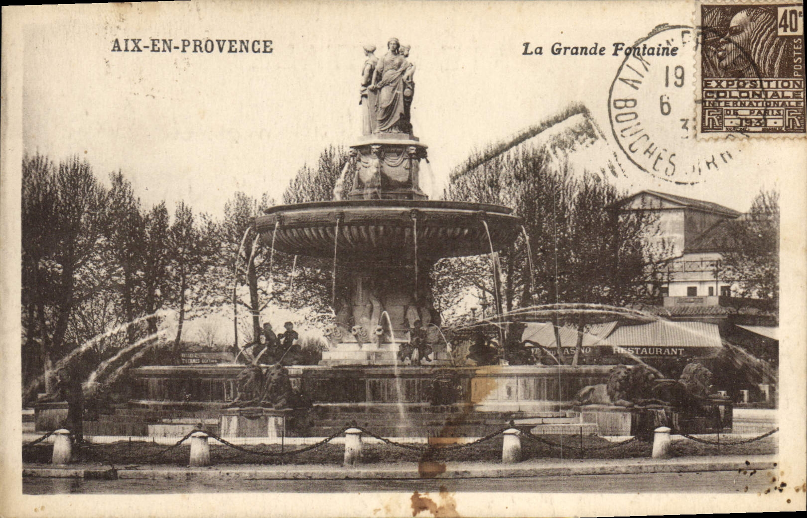Aix-en-Provence — La Grande Fontaine — Exposition Coloniale Internationale 1931