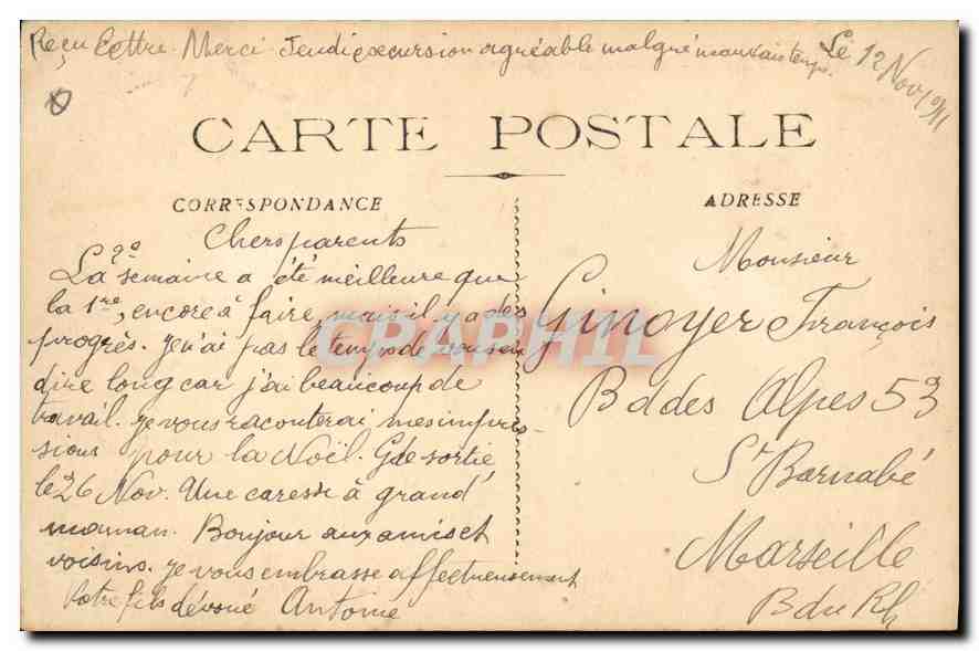 Aix-en-Provence — La Grande Fontaine Cantini — J. B. Bouis, édit. — Verso