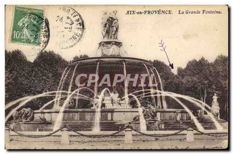AIX-EN-PROVENCE. La Grande Fontaine. — Editor no visible, número de serie ilegible.