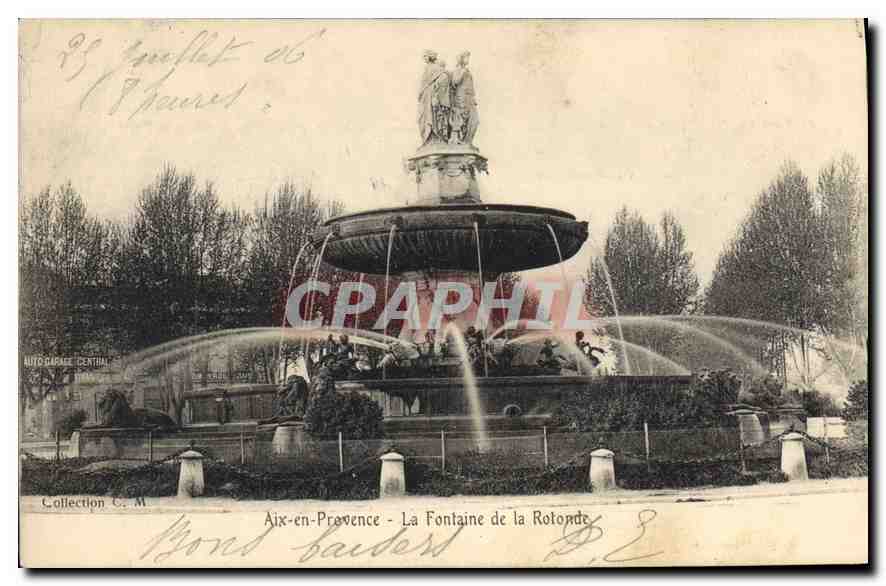 Aix-en-Provence - La Fontaine de la Rotonde — AUTO-GARAGE CENTRAL, Collection C.M.