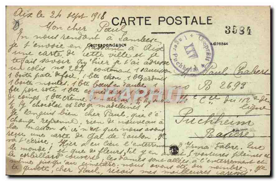 Aix-en-Provence — Fontäne der Rotonde — Verleger C. C. C. (Nr. 3534) — Rückseite