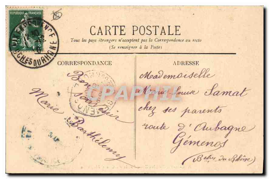 AIX-en-PROVENCE — Ausgang des Cours Mirabeau — Sammlung G. Martinet, Aix — Rückseite