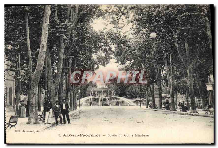 Aix-en-Provence — Uscita del Cours Mirabeau — Coll. Jaussaud, Aix