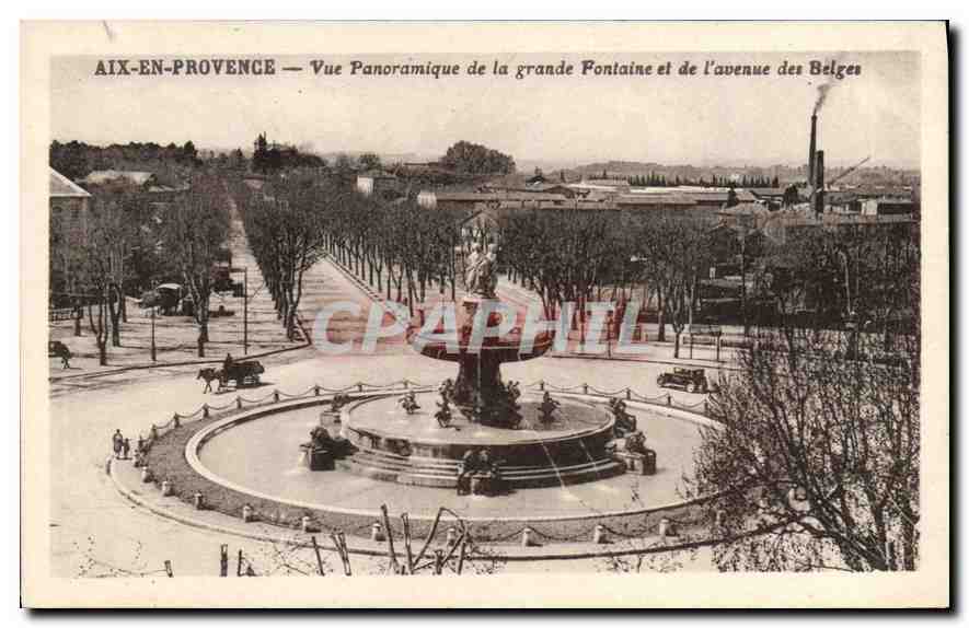 Aix-en-Provence — Vue panoramique de la grande Fontaine et de l'avenue des Belges