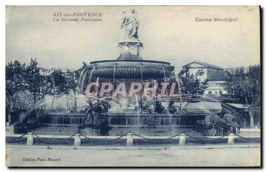 AIX-EN-PROVENCE — Die Grande Fontaine und der Kommunalcasino — Edition Paul Maurel