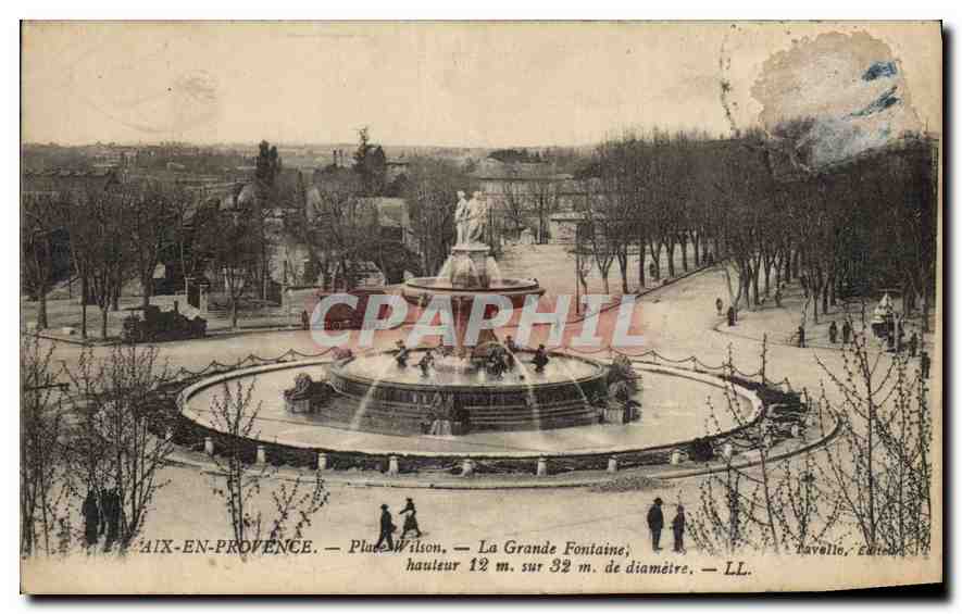 Aix-en-Provence — Place Wilson — La Grande Fontaine — Tavelle, Éditeur — LL