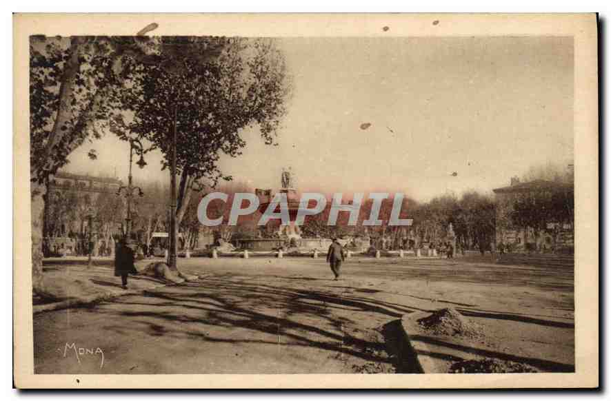 Place de la Fontaine à Aix-en-Provence — éditeur Mona, n° de série non visible