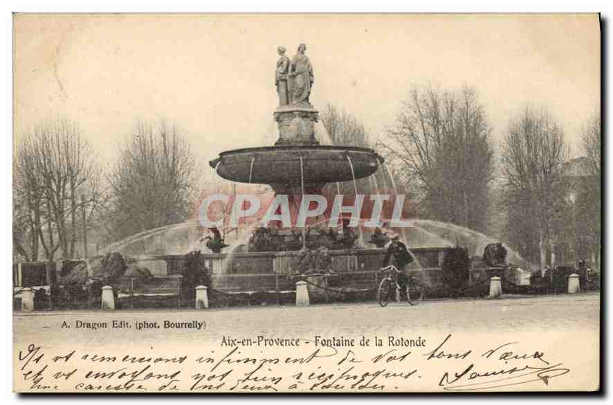 Aix-en-Provence — Fuente de la Rotonda — A. Dragon Edit. (fot. Bourrelly)