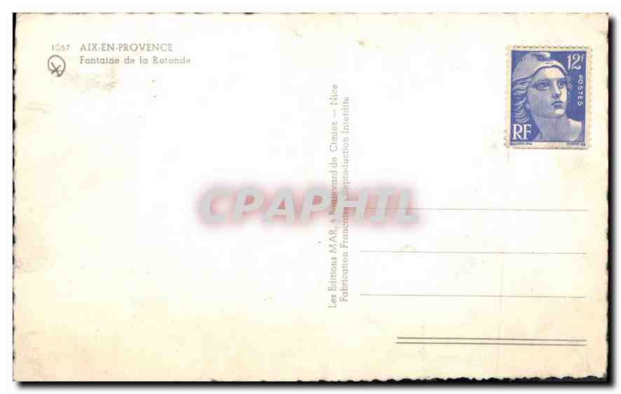 Fontaine de la Rotonde — Aix-en-Provence — Éditions MAP — Verso