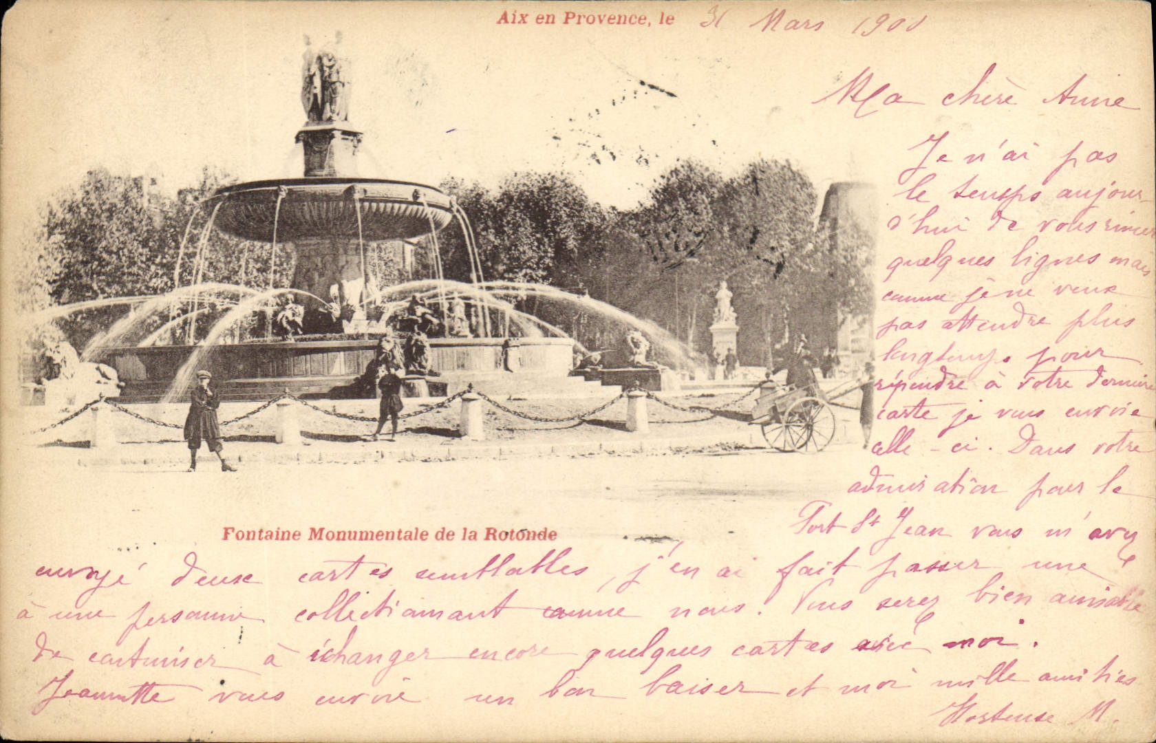 Monumentale Fontäne der Rotonde — Aix-en-Provence — von einer lokalen Druckerei veröffentlicht