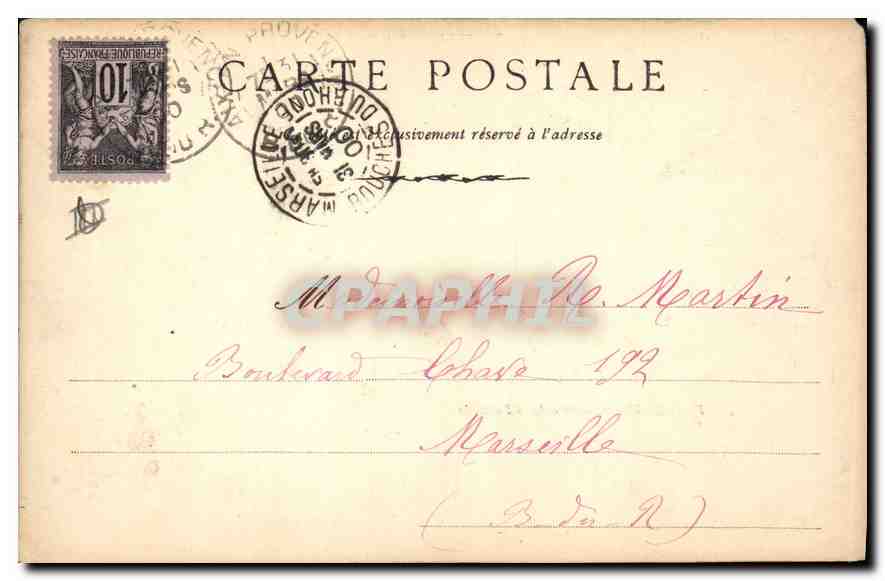 Monumentale Fontäne der Rotonde — Aix-en-Provence — von einer lokalen Druckerei veröffentlicht — Rückseite