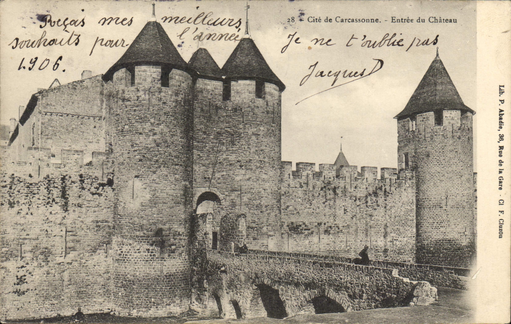 CPA Cite de Carcassonne Entree du Chateau 