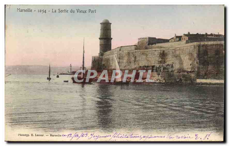 CPA Marseille La sortie du Vieux Port 