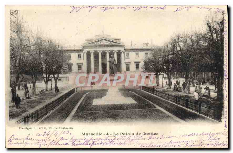 Marseille - Le Palais de Justice — Phototypie E. Lacour, 19, rue Thubaneau