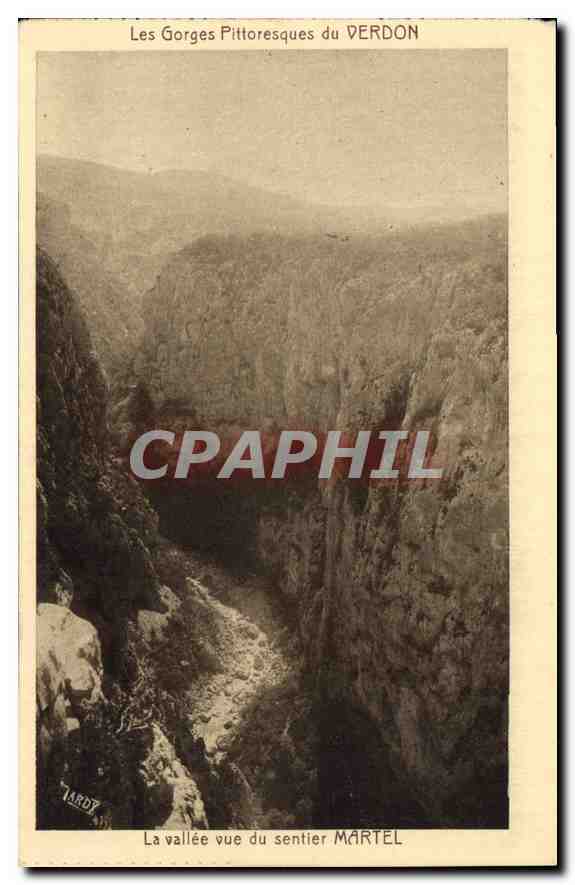 CPA Les Gorges Pittoresque du Verdon La vallee vue de sentier Martel 