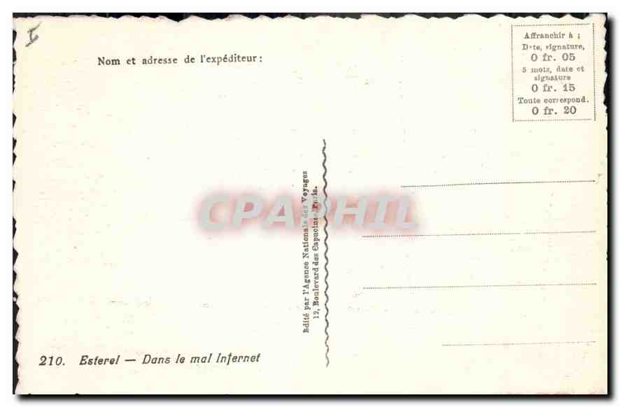 CPA Esterel Dans le mal Infernet  — Back