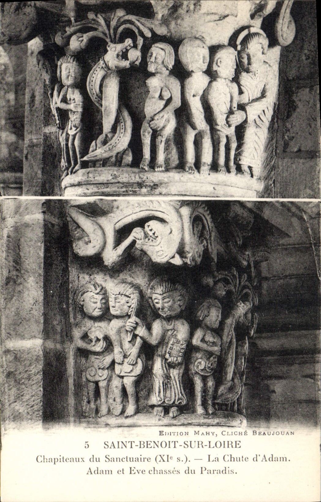 Saint-Benoît-sur-Loire — Kapitelle des Heiligtums (11. Jh.) — Mahy-Ausgabe, Photographie Beaujouan