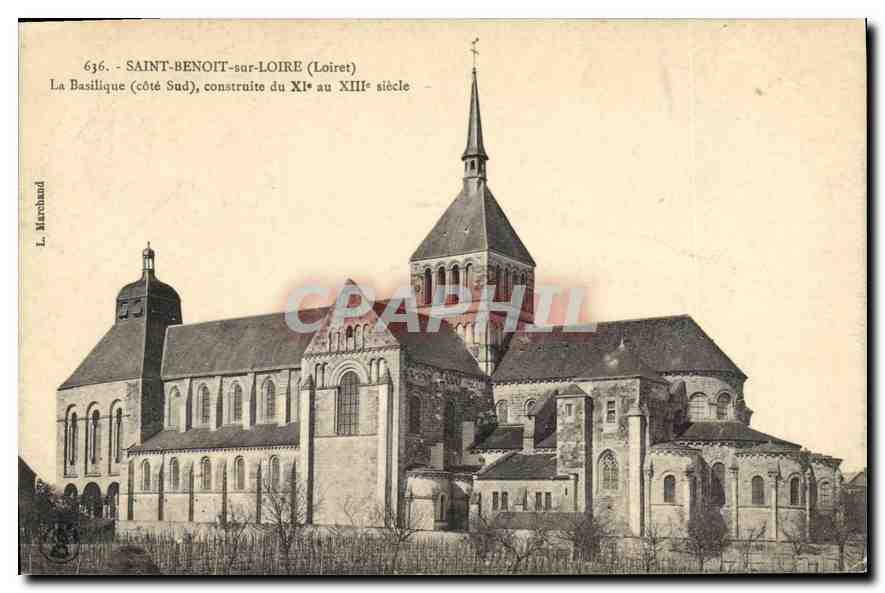Saint-Benoît-sur-Loire (Loiret) — La Basilique (côté Sud), construite du XIe au XIIIe siècle — L. Marchand, n° 636
