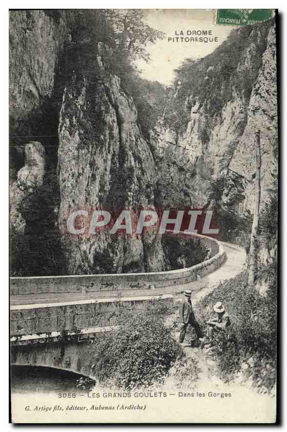 Les Grands Goulets — Dans les Gorges — G. Artige fils, éditeur Aubenas (Ardèche) n°3058