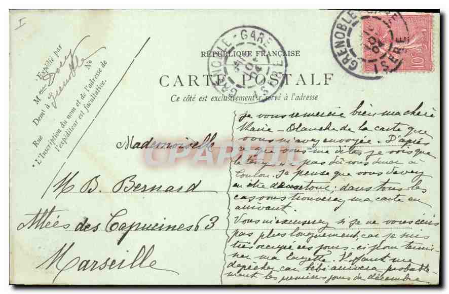 CPA Le Dauphine Les Grands Goulets La Roche fendue  — Back