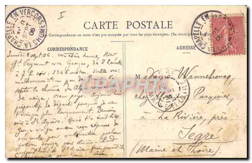 Le Vercors — Route des Grands-Goulets — Collect. P. Peyrouze, Valence, n°398 — Achterkant