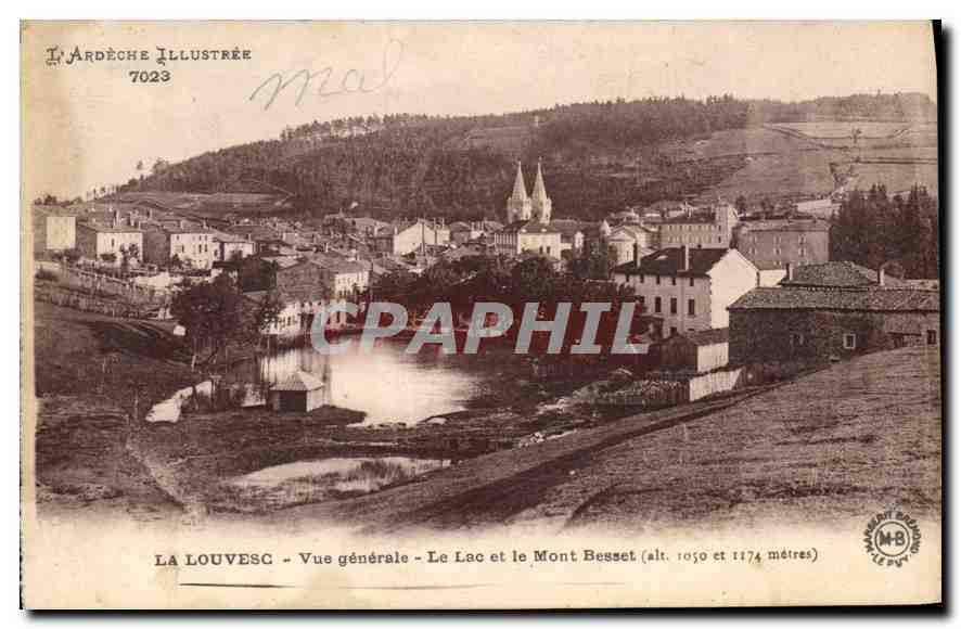 La Louvesc — Vue générale — Le Lac et le Mont Besset (alt. 1050 et 1174 mètres) — L’Ardèche Illustrée 7023