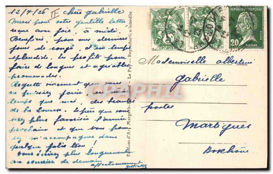 La Louvesc (Ardèche) — Le grand rocher, route d'Annonay — Verso