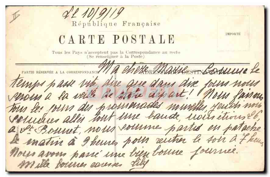 Deux personnes sur un pont en bois — vue de la rivière — édition M. 178, gou. — Back