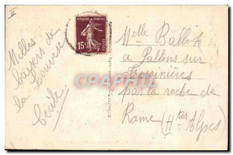 Le Puy — Boulevard des Élégants et la Ville — Éd. L. B. n° 7562 — Verso